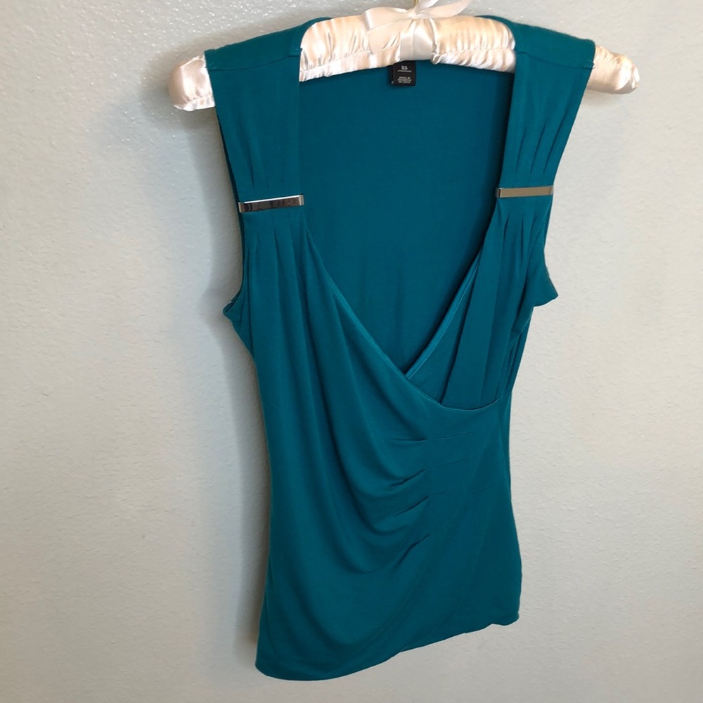 White House Black Market deep v tank XS teal